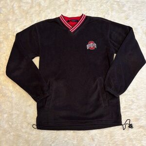 Vintage Holloway Ohio State Buckeys Black Red V-Neck Fleece Pullover Mens XS